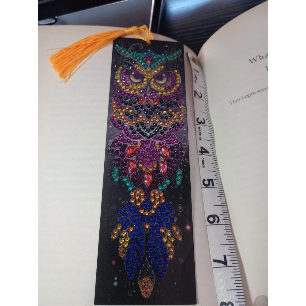 Handmade 5D Diamond Art Owl Bookmark 7.5